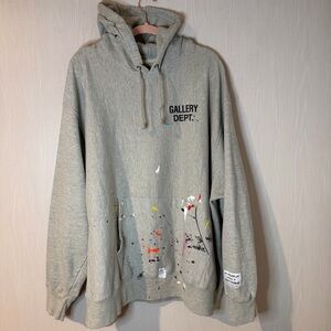 Gallery Dept Grey Paint-Splatter Hooded Sweatshirt XXL